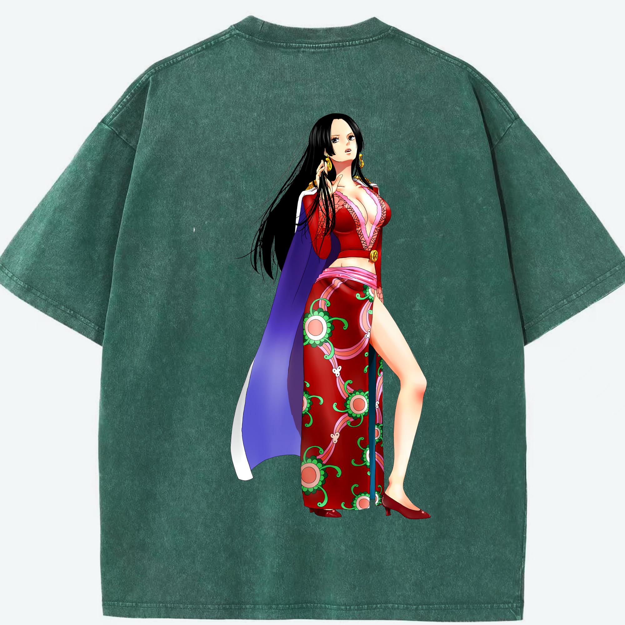 ワンピース ボア・ハンコック ONE PIECE Boa·Hancock 綿100% ヴィンテージ風 半袖Tシャツ（背面プリント）